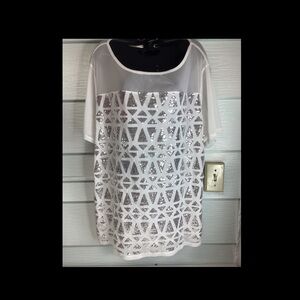 White Sequin Geometric Women's Top.28